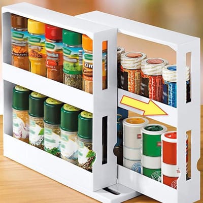 2-laags kruidenrek uittrekbaar keukenopbergrek kruidenpotjes organizer L(for 6.5-9kg)