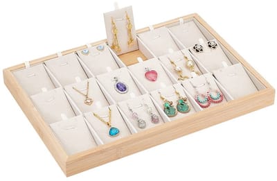 Dailygoody - Stackable Jewelry Trays - Sieraden Organizer - 18 Compartimenten - Velvet Display - Oorbellen Neclaces Ringen Armbanden - Geschikt voor V...