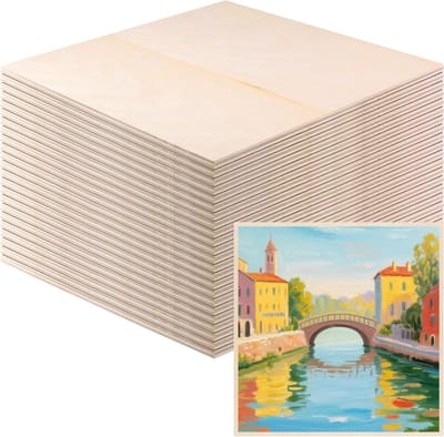 24 Stuks Vierkante Plywood Platen 10x10x0.2 Inch, Onbewerkt Hout voor DIY Projecten, Houtsnijden en Knutselen