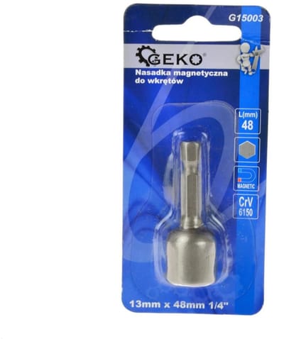 GEKO Magnetische schroefbit - 13 mm hex - 48 mm - legerstaal