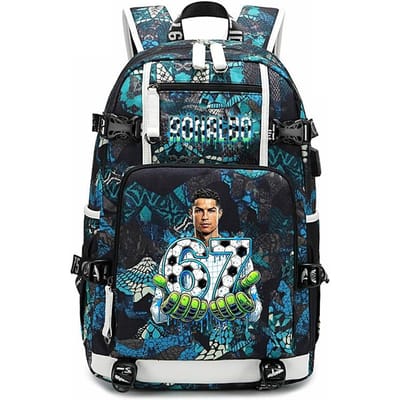 CR7 Ronaldo 67 Print Grote Rugzak voor Studenten Tieners Kinderen School Reizen Dagrugzak