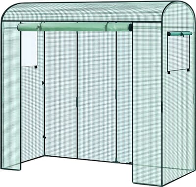 Foliekas Tuinkas - Winterbestendig - PE-folie 135 g/m² - Kweekhuis - Broeikas - Kweekkast voor tomaten & klimplanten - 200x66x170cm Groen
