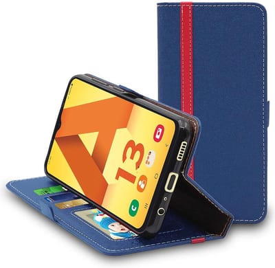 ebestStar - Hoes geschikt voor Samsung Galaxy A13 A135F, Wallet Etui, Book case hoesje, Donkerblauw, Rood