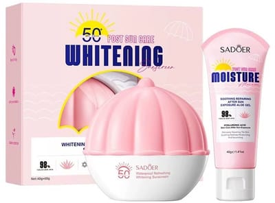 SADOER Zonnebrand SPF50+ | Aloë Vera Gel Set | Gezicht & Lichaam | UVA UVB Bescherming | Waterbestendig Sunscreen | Hydraterende After Sun | Anti Aging Zonbescherming | Whitening Sunscreen | Aloë Vera After Sun Gel & Zonnebrandcrème SPF50+ Set
