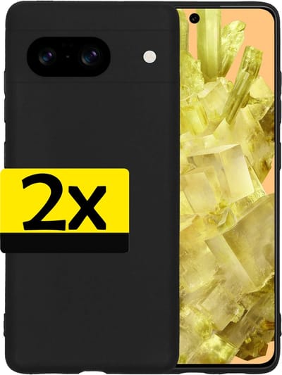 Hoesje - 2 Stuks - Geschikt voor Google Pixel 8 - Sterk & Shockproof - Case Siliconen - Back Cover - Telefoon Hoes - Telefoonhoesjes - Zwart