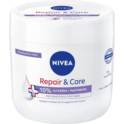 380551 Nivea Crème Multifonctionnelle Réparation & Soin Sensible Pour Peaux Sensibles Hydratante Et Protectrice Sans Parfum 400