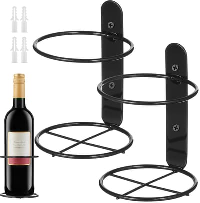 Dailygoods - BESPORTBLE Wandmontage Metalen Wijnrek 2 Stks Enkele Flessenhouder Verticale Opslag Stand voor Bars en Wijnverzamelaars