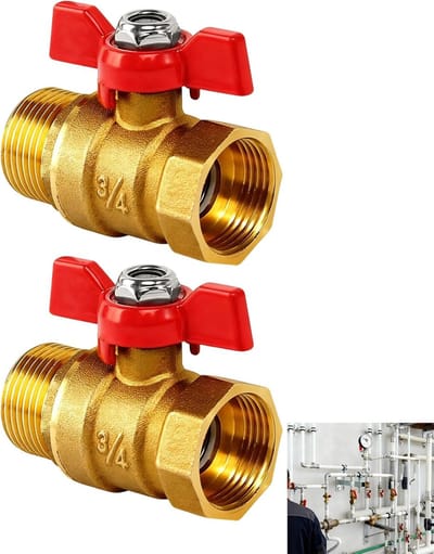Kogelventiel Messing - Kogelkraan DN20 - Waterstroom Regelen - Verdikt Massief Materiaal - 3/4 Inch - Rood