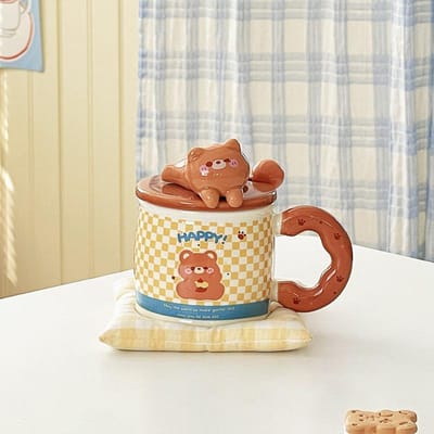 Tasse Mignon Petit Ours Niveau d'Apparence Élevé Tasse en Céramique Sens du Design Tasse à Petit Déjeuner Tasse à Lait Boîte Cadeau En Souvenir 370ml