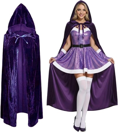Unisex Velours Cape met Kap voor Volwassenen - Halloween Kostuum voor Heksen en Feestjes, Perfect voor Carnaval en Cosplay