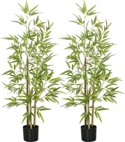 HOMCOM kunstplanten 2 set - kunststof/metaal - 15x15x120 cm - groen