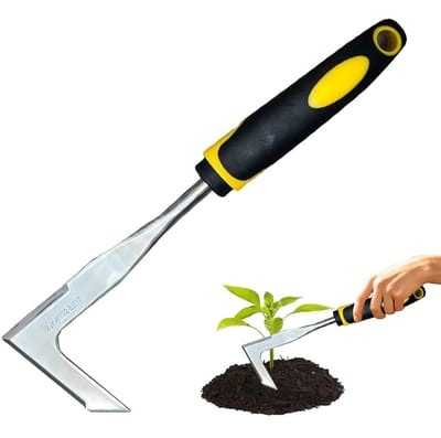 Onkruidverwijderaar metaal - Tuingereedschap - Terras reinigen - Comfortabele antislip grip - 30 x 8 cm - Zilverkleurig