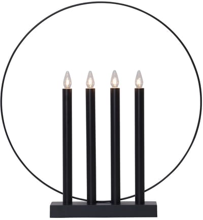 Star Trading Moderne kandelaar 'Glory', minimalistisch design, 4-lichts, E10-lamp, zwart, Ø 42cm