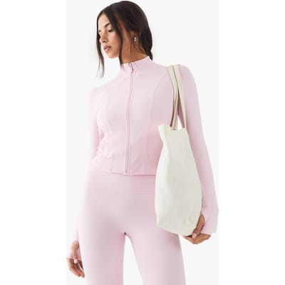 boohoo Dames DSGN Studio Supersoft Sculpt Zip Door Jasje | Pink | Maat: XL