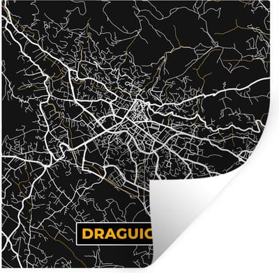 Muurstickers - Sticker Folie - Draguignan - Stadkaart - Plattegrond - Kaart - Frankrijk - 100x100 cm - Plakfolie - Muurstickers Kinderkamer - Zelfklevend Behang XXL - Zelfklevend behangpapier - Stickerfolie