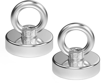 2 stuks krachtige magneten, 110 kg trekkracht, sterke neodymium-magneet, krachtige magneten van zeldzame aarden met ringschroef, diameter