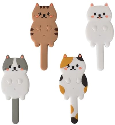 Dailygoods- Kattensleutelhaken 4 stuks - Magnetische Haken - Siliconen Zelfklevende Haken - Decoratieve Haken - PVC + Magneet - Eenvoudige Installatie