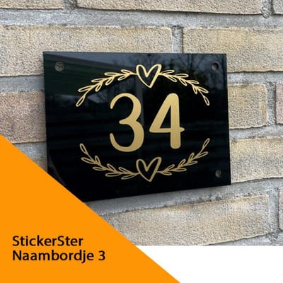 Huisnummer bordje zwart naambordje
