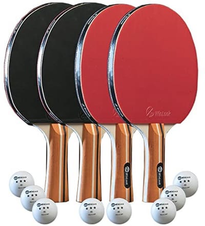 Tafeltennis Peddels Set van 4 met Koffer en Ballen – Professionele Tafeltennis Rackets voor Binnen en Buiten