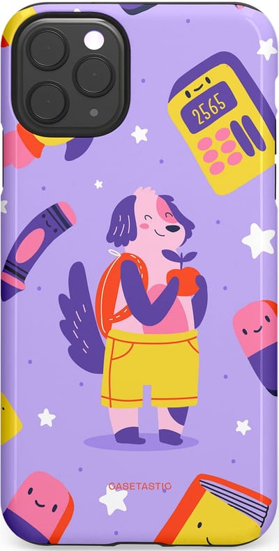 Casetastic hoesje geschikt voor Apple iPhone 11 Pro Max - Dubbellaagse bescherming - Tussen boeken en sterren - Fashion Case - Lavendel Geel