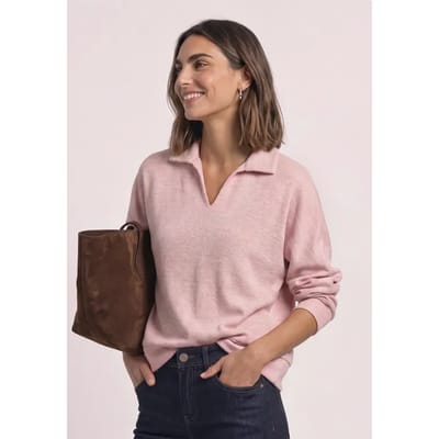 Poloshirt met lange mouwen in gemêleerde look