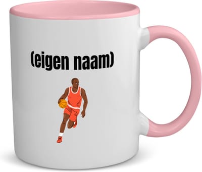 Akyol - basketbal man met eigen naam koffiemok - theemok - roze - Basketbal - iemand die op basketbal zit - sport - bal - wedstrijdsport - verjaardag cadeau - kado - 350 ML inhoud