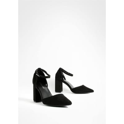 boohoo Dames Wide Fit Pointed Low Block 2-Delige Court Schoenen | Black | Maat: 3