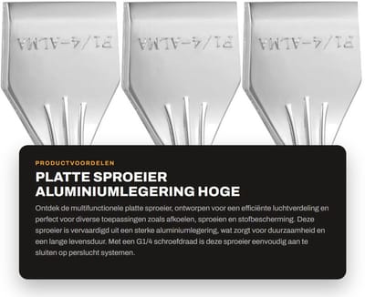 Dailygoods- Sproeier Platte Aluminiumlegering - Sproeier Drukspuit - Sproeier Tuinslang - Sproeier Kinderen - Sproeier Speelgoed - 3 x Platte Sproeier 8,80 x 4,80 cm - Luchtmondstuk