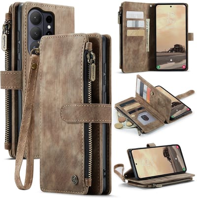 CaseMe Hoesje - Geschikt voor Samsung Galaxy S26 Ultra Hoesje - CaseMe C30 Book Case met Portemonnee - Bruin