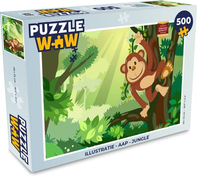 Puzzel Aap - Jungle - Jongens - Meisjes - Bloemen - Kids - Legpuzzel - Puzzel 500 stukjes