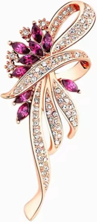 Zelto-Broche Bloemen- Dames Broche-Goudskleur- Roze- Sierspeld-Heren Broche- Broche Boetiek- Bijoux- Sierspeld-Sieraad-