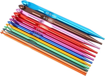 Tunesische Haaknaalden Set - Verwisselbare Haken - Breien en Haken - Ergonomische Grip - 12 Maten 4 Kabels - Gekleurd