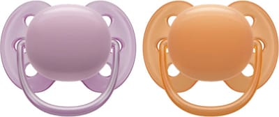 Avent Ultra Soft 2 Siliconen Orthodontische Spenen 6-18 Maanden (Kleur : Oranje/Mauve)