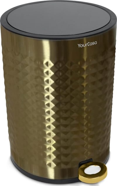 Vuilnisbak badkamer 5 l roestvrij staal [piramideeffect] voor badkamer en woonkamer - cosmetica-emmer met deksel en softclose - badkamer prullenbak badkamer prullenbak kleine afvalemmer