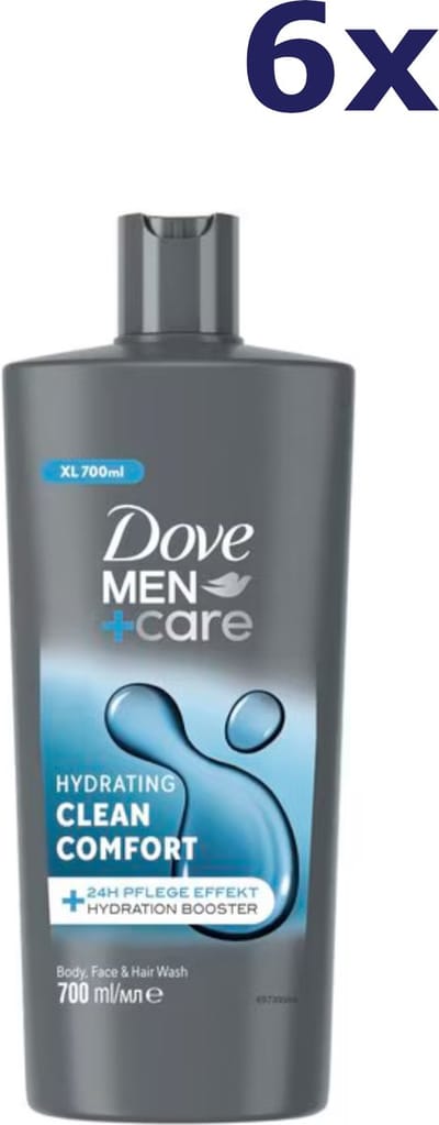 Dove Men+Care - Clean Comfort - 3-in-1 Douchegel - Hydraterend- 700 ml - Voordeelverpakking - 6 stuks