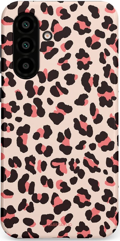 Casetastic hoesje geschikt voor Samsung Galaxy A36 / Samsung Galaxy A56 - Dubbellaagse bescherming - Tropische Panter - Fashion Case - Zand Zwart Koraal
