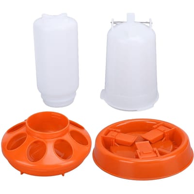 Kippenvoerbak Grote Capaciteit Plastic Automatisch Gemakkelijk Schoon te Maken Kippen Drinkbak voor Boerderij Rood L(for 6.5-9kg) oranje