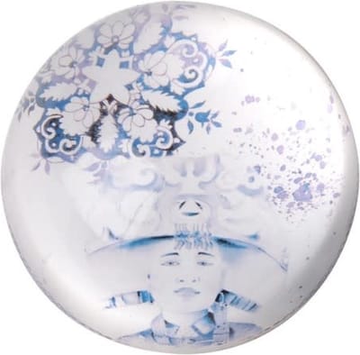 Fine Asianliving Presse Papier Chinese Keizer Blauw Wit Diameter 10cm