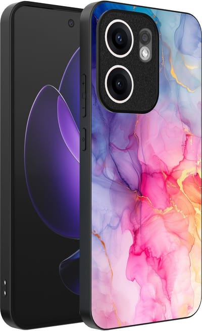 Smartphonica Telefoonhoesje Geschikt voor Oppo Reno 13F met marmeropdruk - TPU backcover case marble design - Regenboog geschikt voor Oppo Reno 13F