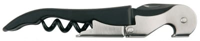 APS Kelnersmes – Kurkentrekker – 3-in-1 Functie – Teflon Spiraal – RVS – 12 cm – flesopener – Zilver Zwart