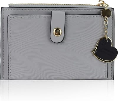 Stijlvolle Damesportemonnee van Zacht PU Leer met 6 Kaartvakken en Rits Coin Purse, Perfect voor Uitgaan, Reizen en Winkelen, Grijs, Maat L