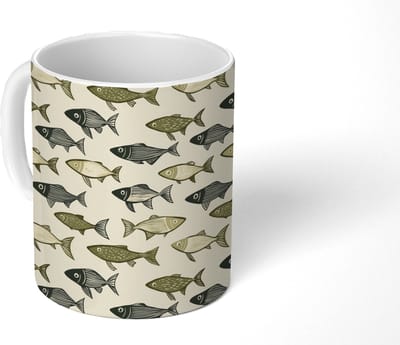 Mok - Koffiemok - Vissen - Klassiek - Groen - Mokken - 350 ML - Beker - Koffiemokken - Theemok