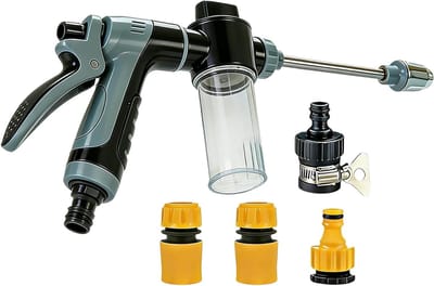 Hogedruk spuitpistool - Verstelbare watersproeier - Terras reinigen - 4 sproeiers inclusief - 40 cm lengte - Grijs