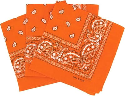 Set van 3 paisley hoofddoeken voor dames en heren 55 x 55 cm, halsdoek, zijden sjaal, hiphop hoofddoek,oranje rood