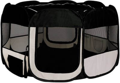 lionto opvouwbare puppyren Ø110 voor binnen& buiten, zwart/beige