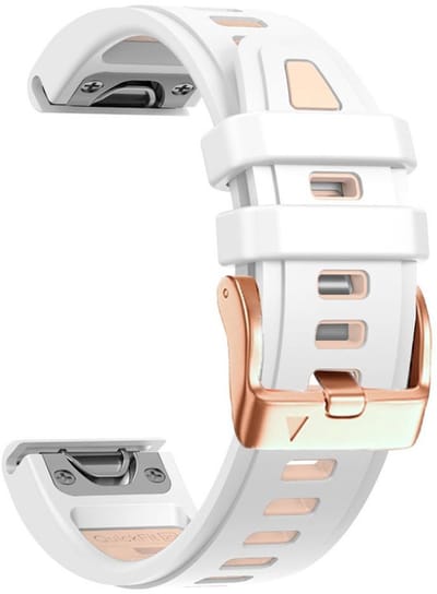 Siliconen bandje - geschikt voor Garmin Fenix 5S (Plus) / 6S / 7S / 8 (43 mm) / Approach S12 / S42 / S70 42 mm / Epix Pro (Gen 2) 42 mm / D2 Delta S / Mk3(i) 42 mm - wit lichtroze