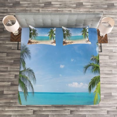 Parade Home® Ocean Bedprei set- Sprei 220x220 -Kussenslopen 75x50cm- Bedsprei 2 persoons- Licht Blauw- Beddengoed- Slaapkamer- Spreien-Dekens-Wonen