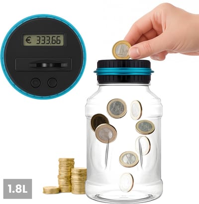 ZoeZo Digitale Spaarpot met Muntenteller - 1,8L - Herbruikbare Spaar Pot - Spaarpotten - Sparen - Blauw