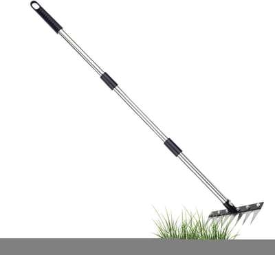 Tuinhark - Onkruidhark Bodemlosser - Gazon Onderhoud - Roestvrij Stalen Tanden - 27 cm Kop - Zilver