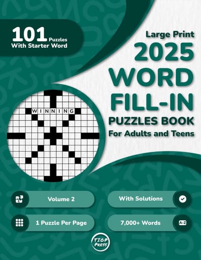 Grote Letter Woord Zoekpuzzelboek voor Volwassenen en Studenten: 100+ Vul Woord Puzzels met Oplossingen